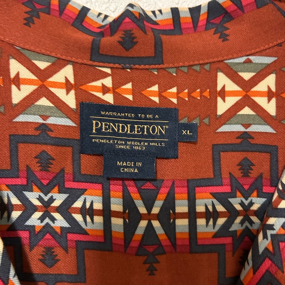 Pendleton Men's Rust Geometric Button Down Shirt - image 3